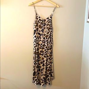 Leopard Print wide leg Jump suit